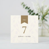 Número mesa boda ramas de olivo dorado (Stehend Vorderseite)