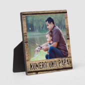 NUMERO UNO PAPA Rustic Wood Pater Vater Foto Fotoplatte (Vorderseite)