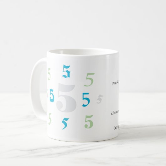 Numerologie 5 Tasse (Vorderseite Links)