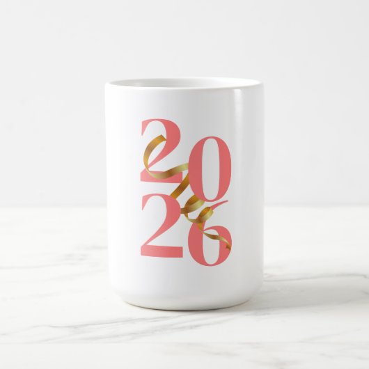Números 2026 en Coral con Lazo Dorado Flotante Kaffeetasse (Mittel)
