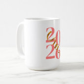 Números 2026 en Coral con Lazo Dorado Flotante Kaffeetasse (Vorderseite Links)