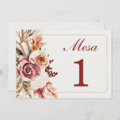 Numeros de Mesa para Bodas Menükarte (Vorne/Hinten)