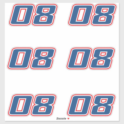 Nummer 08 aufkleber (Blatt)