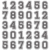 Nummer 0-9 Schriftart für Sportarten mit schwarzer Aufkleber (Vorderseite)