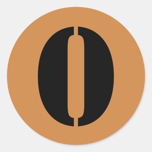 Nummer 0 Null Peru Gold Stencil Zahlen von Janz Runder Aufkleber (Vorderseite)