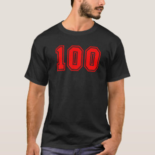Nummer 100 Sport Uniform Red Fan Athlete Jersey T-Shirt