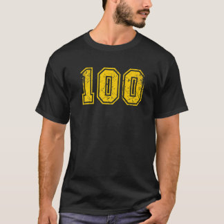 Nummer 100 Sports Jersey Uniform Fan Athlete Yello T-Shirt