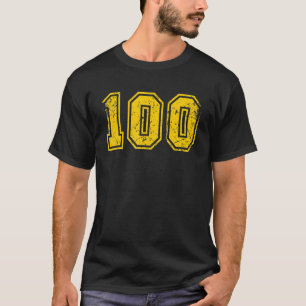Nummer 100 Sports Jersey Uniform Fan Athlete Yello T-Shirt
