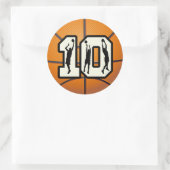Nummer 10 Basketball und Spieler Runder Aufkleber (Tasche)