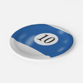 Nummer 10 Billardball Pappteller (Schrägansicht)
