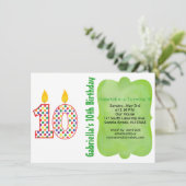 Nummer 10 farbenfrohe Polka Dot Birthday Einladung (Stehend Vorderseite)