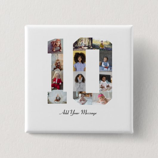 Nummer 10 FotoCollage Button (Vorderseite)