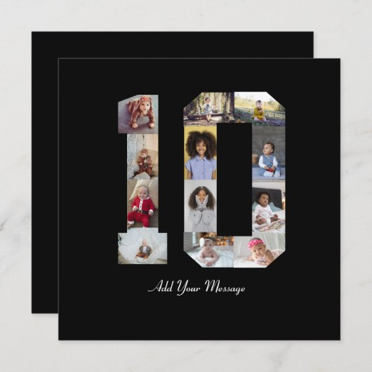 Nummer 10 FotoCollage Dankeskarte (Vorne/Hinten)