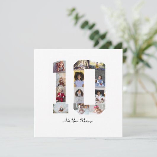 Nummer 10 FotoCollage Dankeskarte (Stehend Vorderseite)
