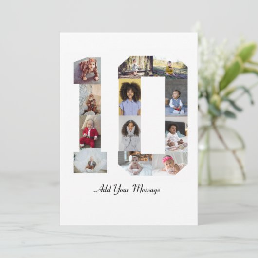Nummer 10 FotoCollage Feiertagskarte (Stehend Vorderseite)