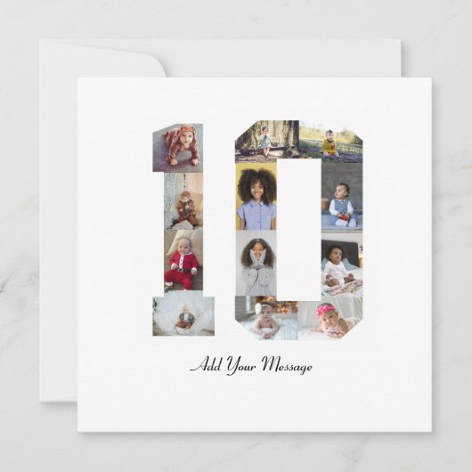 Nummer 10 FotoCollage Feiertagskarte (Vorderseite)