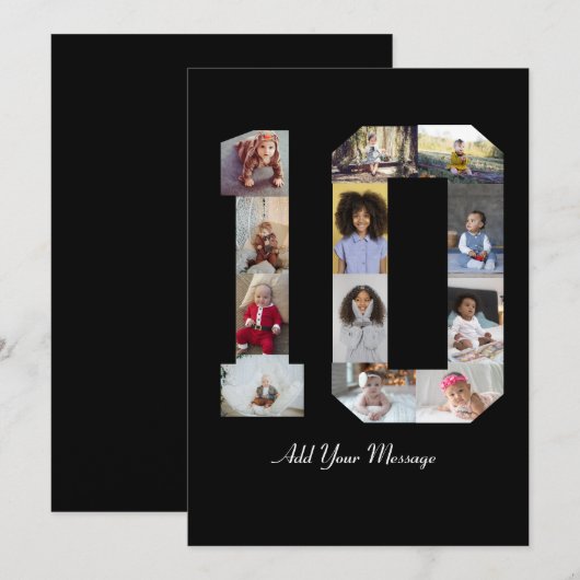 Nummer 10 FotoCollage Feiertagskarte (Vorne/Hinten)