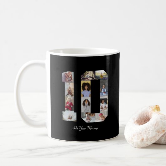 Nummer 10 FotoCollage Kaffeetasse (Mit Donut)
