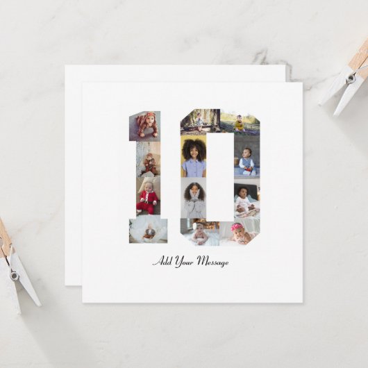 Nummer 10 FotoCollage Karte (Vorderseite/Rückseite Beispiel)