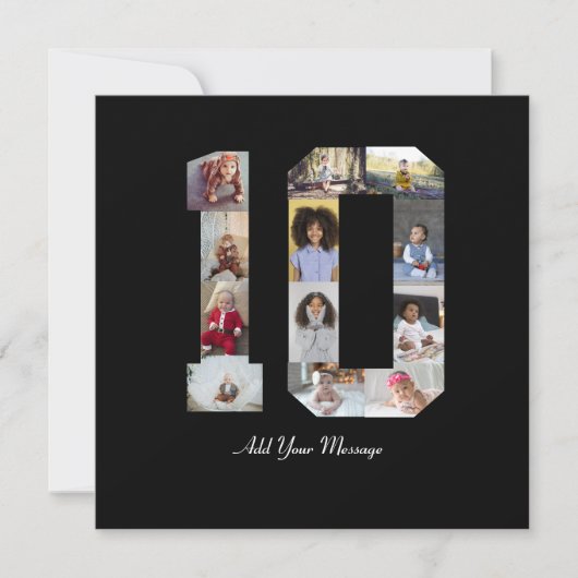 Nummer 10 FotoCollage Karte (Vorderseite)