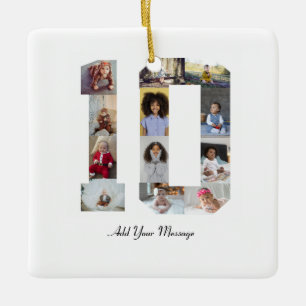 Nummer 10 FotoCollage Keramikornament