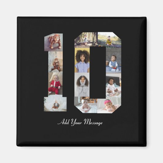 Nummer 10 FotoCollage Magnet (Vorne)