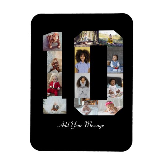 Nummer 10 FotoCollage Magnet (Vertikal)