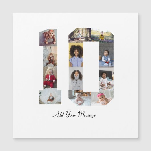 Nummer 10 FotoCollage Magnetkarte (Vorderseite)