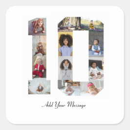 Nummer 10 FotoCollage Quadratischer Aufkleber