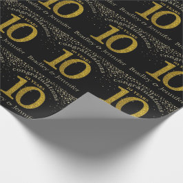 Nummer 10 Glitzer Gold Jubiläumswrapping Paper Geschenkpapier