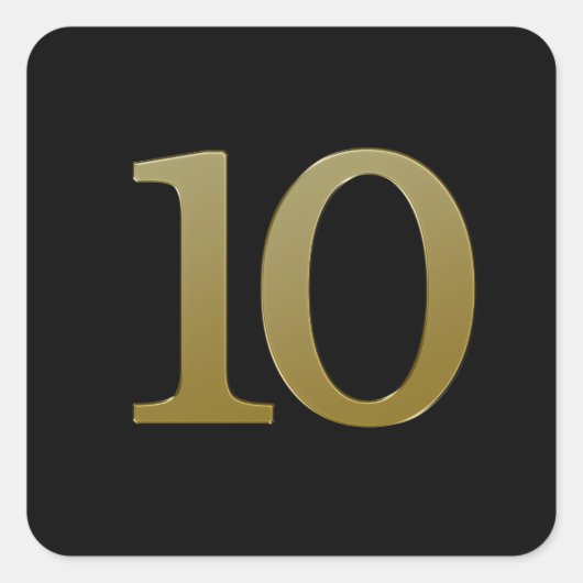 Nummer 10 Gold Square Sticker (Vorderseite)