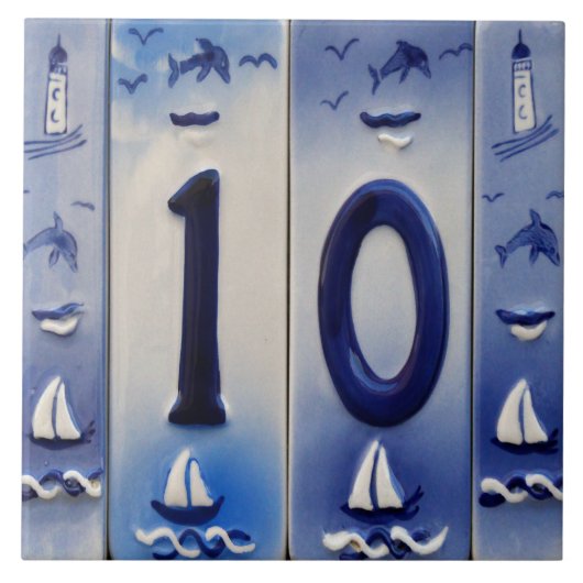 Nummer 10, Seaside Delft. Fliese (Vorderseite)