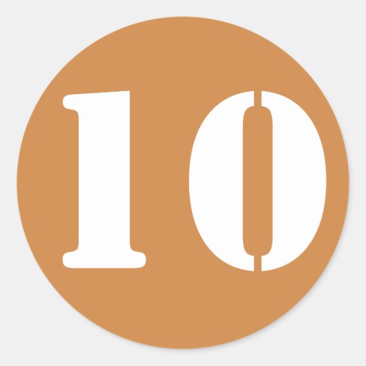 Nummer 10 zehn Peru Gold Stencil Zahlen von Janz Runder Aufkleber (Vorderseite)