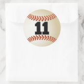 Nummer 11 Baseball Runder Aufkleber (Tasche)