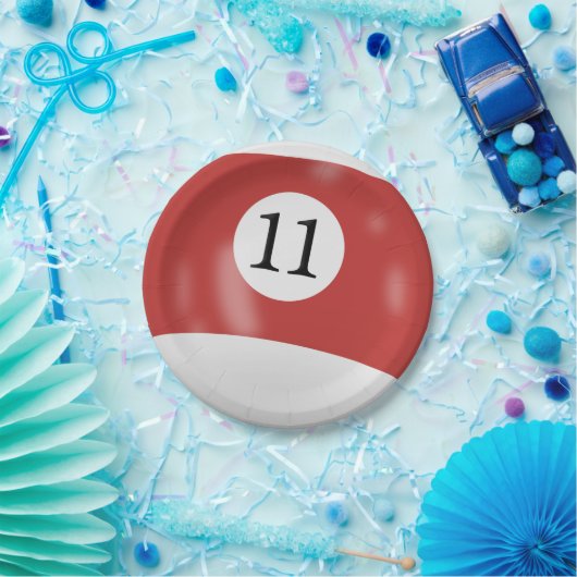 Nummer 11 Billardball Pappteller (Party)