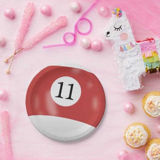 Nummer 11 Billardball Pappteller (Party)