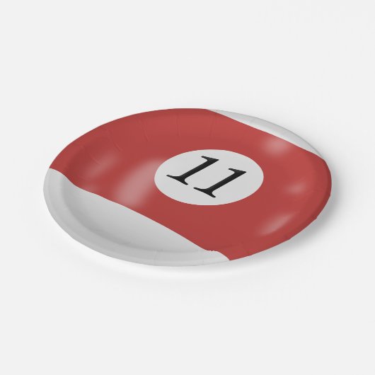 Nummer 11 Billardball Pappteller (Schrägansicht)