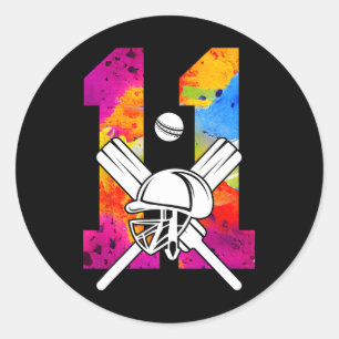 Nummer 11 Jahre Cricket 11. Geburtstag Runder Aufkleber