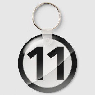 Nummer 11 schwarze Schlüsselkette Schlüsselanhänger