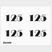 Nummer 125 ovaler aufkleber (Blatt)