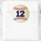 Nummer 12 Baseball Runder Aufkleber (Tasche)
