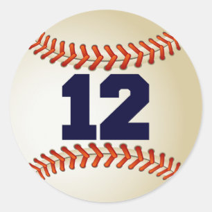 Nummer 12 Baseball Runder Aufkleber