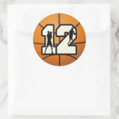 Nummer 12 Basketball und Spieler Runder Aufkleber (Tasche)