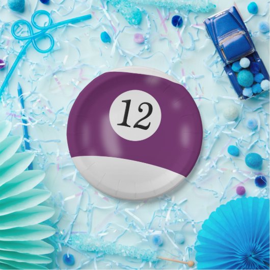 Nummer 12 Billardball Pappteller (Party)