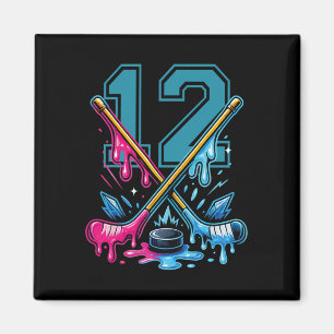 Nummer 12 Jahre Eiscreme-Tropf-Hockey 12. Geburtst Magnet