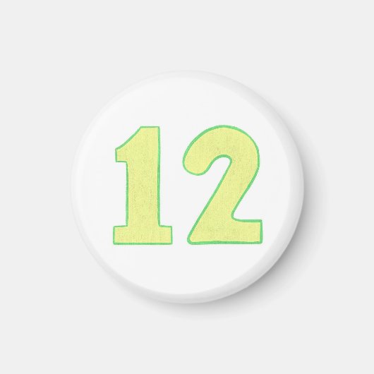 Nummer 12 Magnet mit gelb und grün (Vorne)