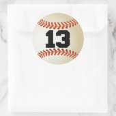 Nummer 13 Baseball Runder Aufkleber (Tasche)