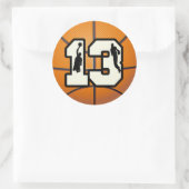 Nummer 13 Basketball und Spieler Runder Aufkleber (Tasche)