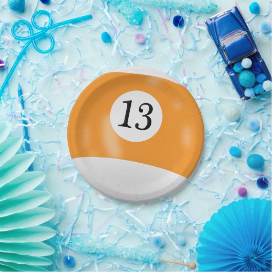 Nummer 13 Billardball Pappteller (Party)