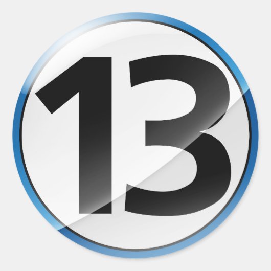 Nummer 13 blaue Aufkleber (Vorderseite)